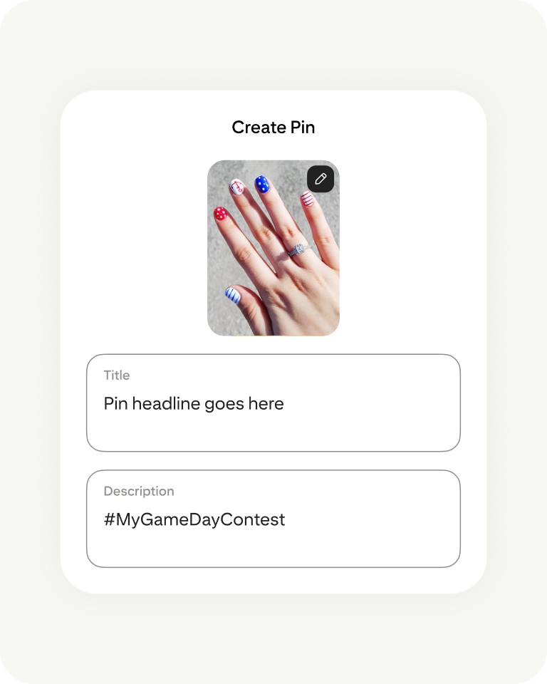 Pinterest app creating Pin screen