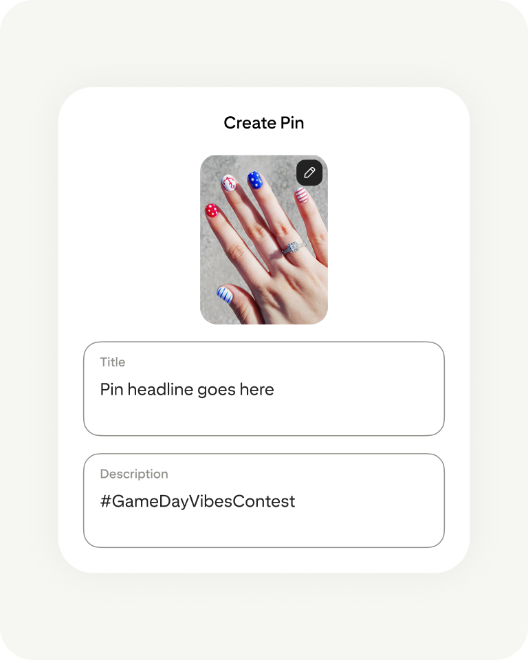 Pinterest app creating Pin screen