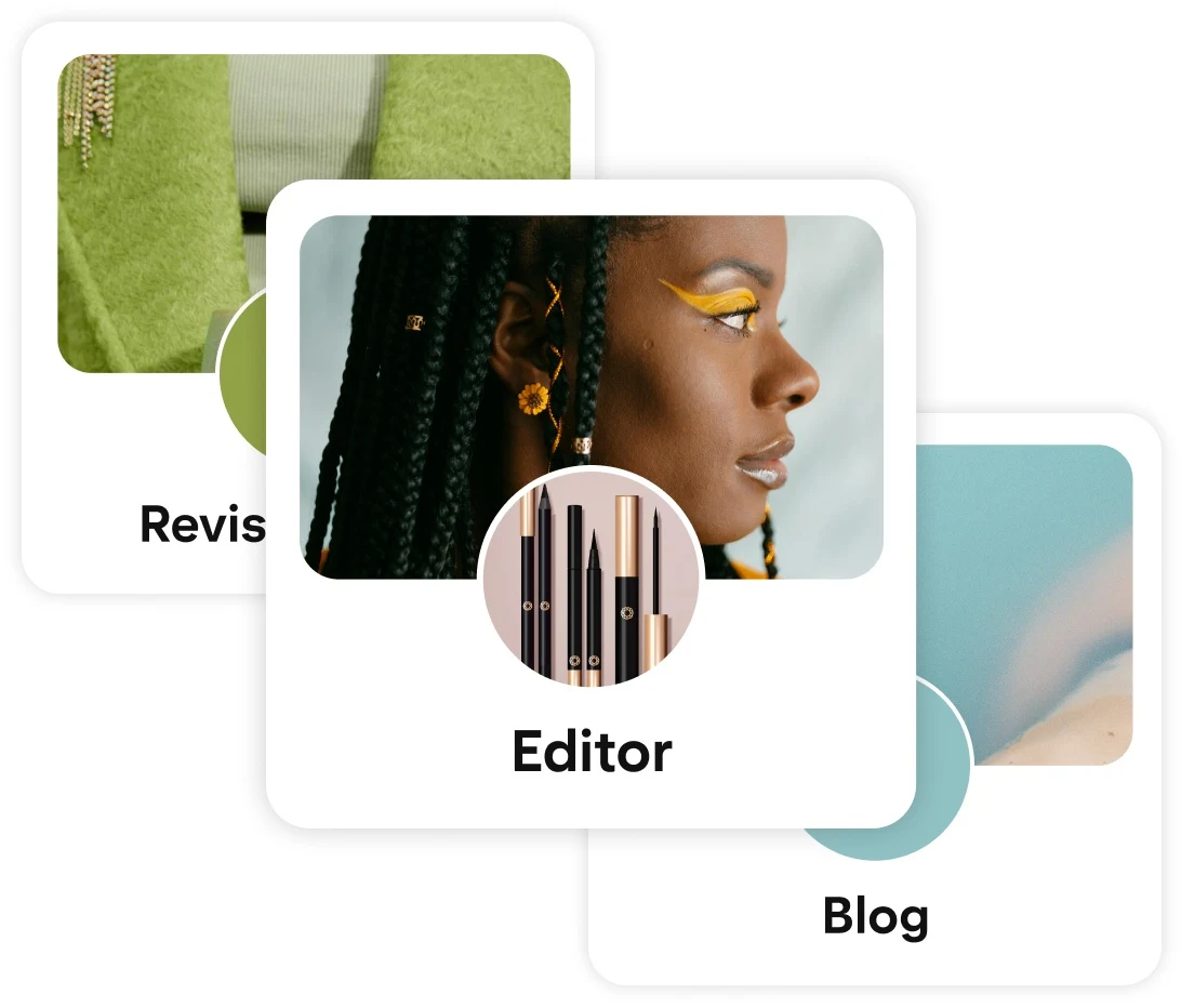 Three stacked category cover images with "Beauty Blog" in front