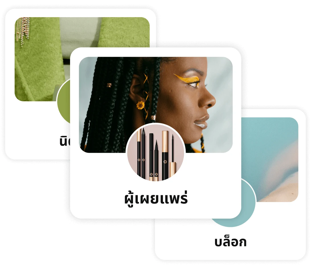 รูปภาพหน้าปกหมวดหมู่ 3 ภาพที่ซ้อนกัน โดยมี "บล็อกความงาม" อยู่ด้านหน้าสุด