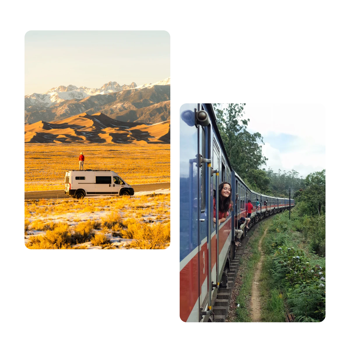 2つのピン、旅するバン、電車旅