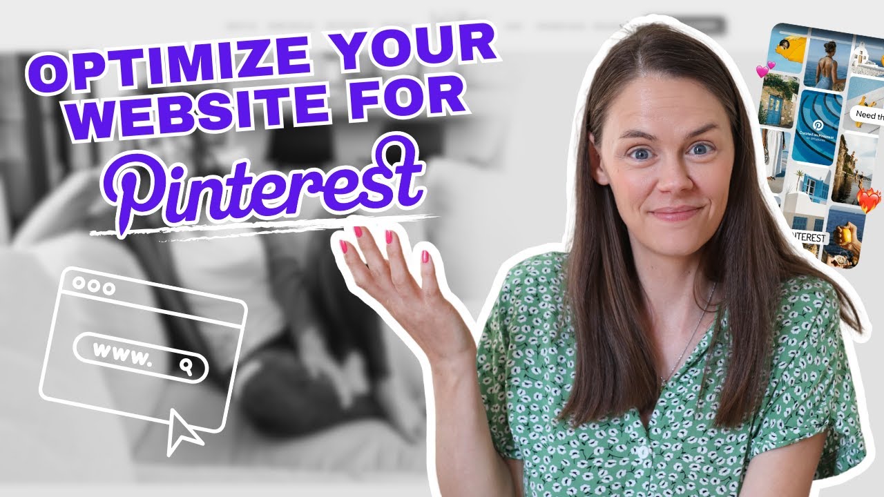 Youtube thumbnail showing an image of creator Heather Farris and the video title "Optimizing your website for Pinterest"