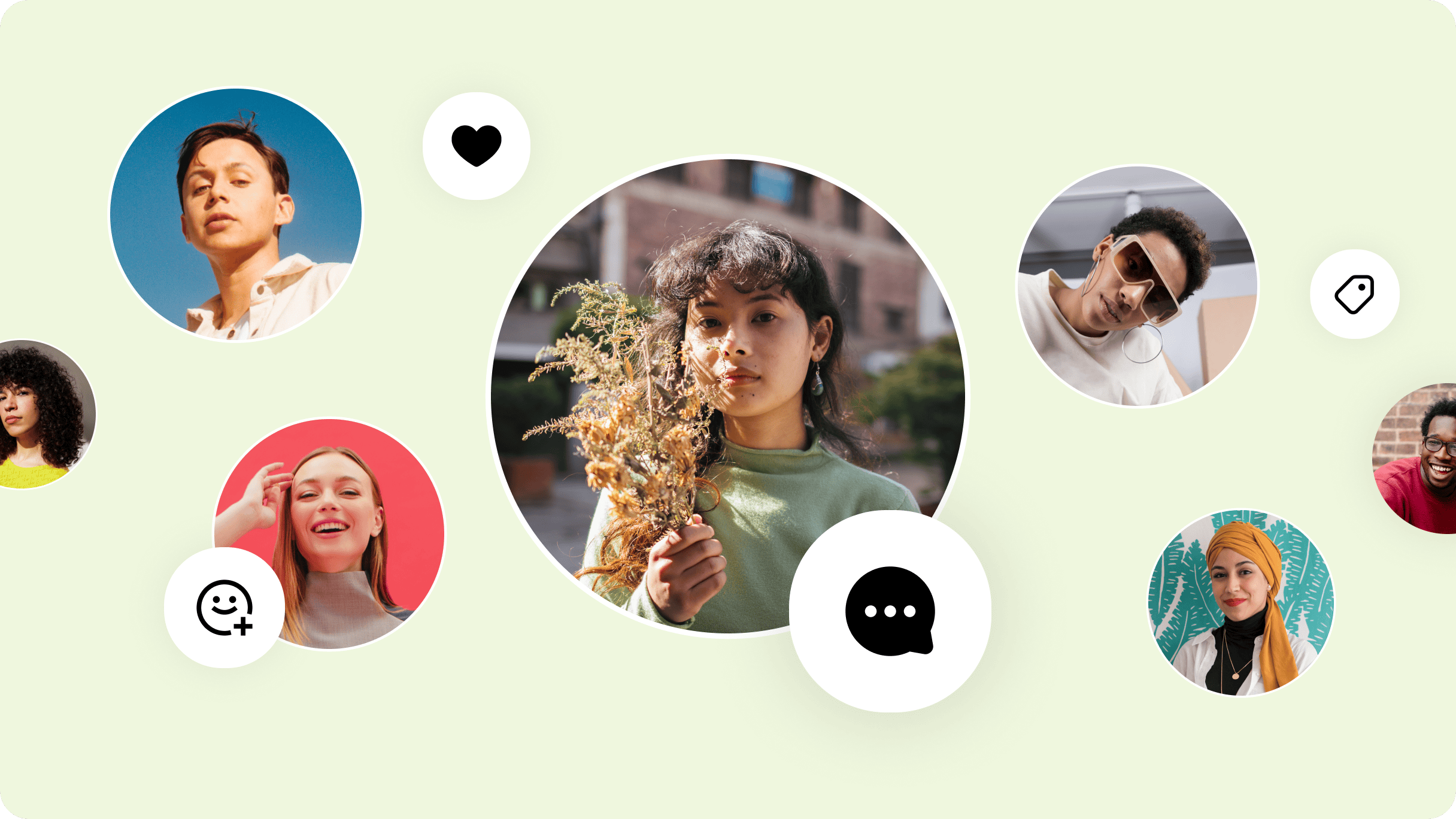 عدة صور ملفات شخصية تمثل مجموعة من الحسابات المتفاعلة