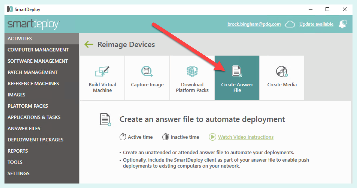 Click Create Answer File