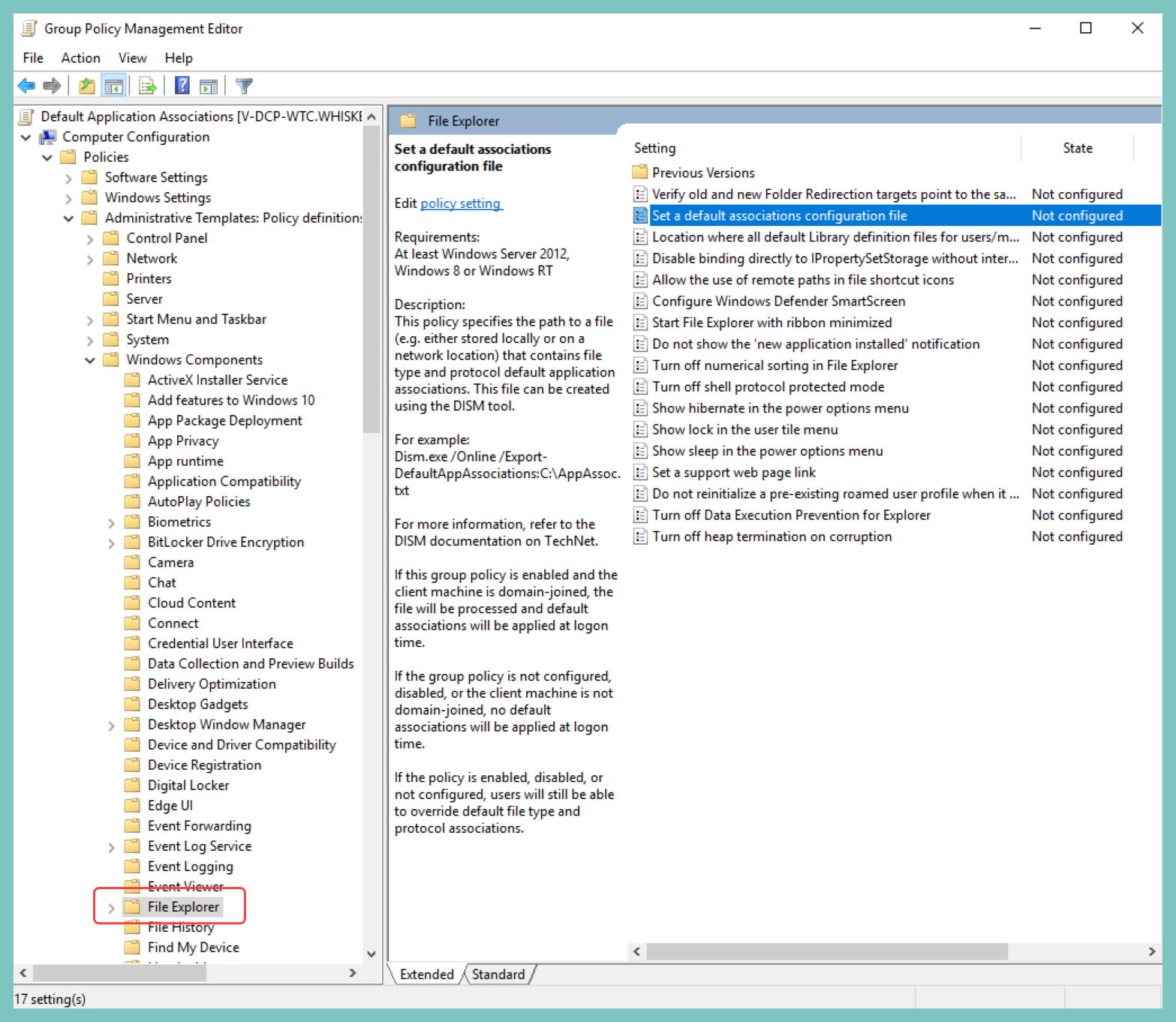 Set default associations configuration file policy