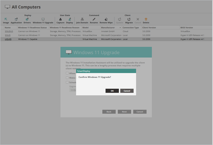 SmartDeploy Windows 11 upgrade wizard