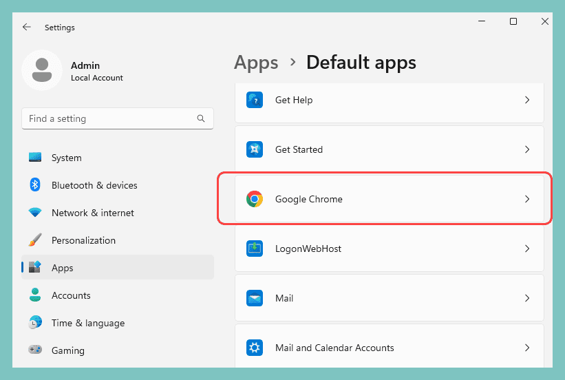 Set apps to the default application