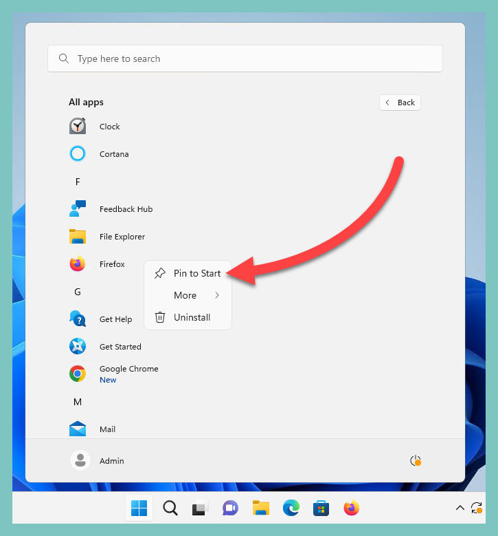 How to add pins to the Start menu