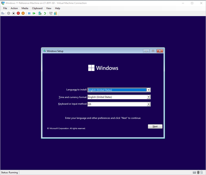 Screenshot of Windows Setup screen for Windows 11.

