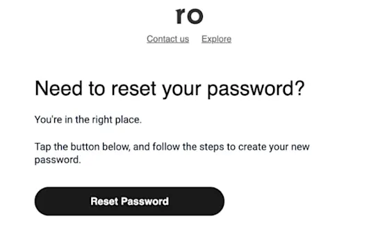 Reset password email