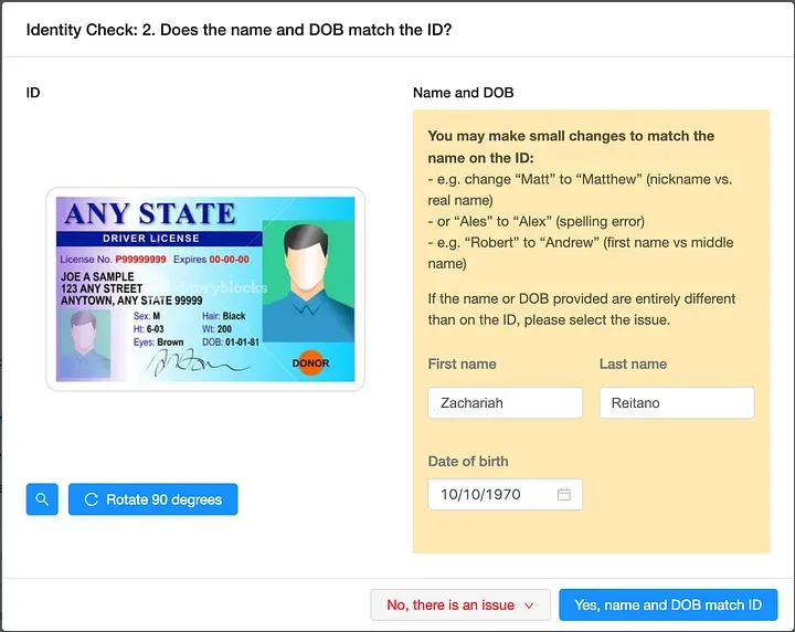 ID check date of birth