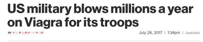 US military blows millions a year on Viagra for its troops.