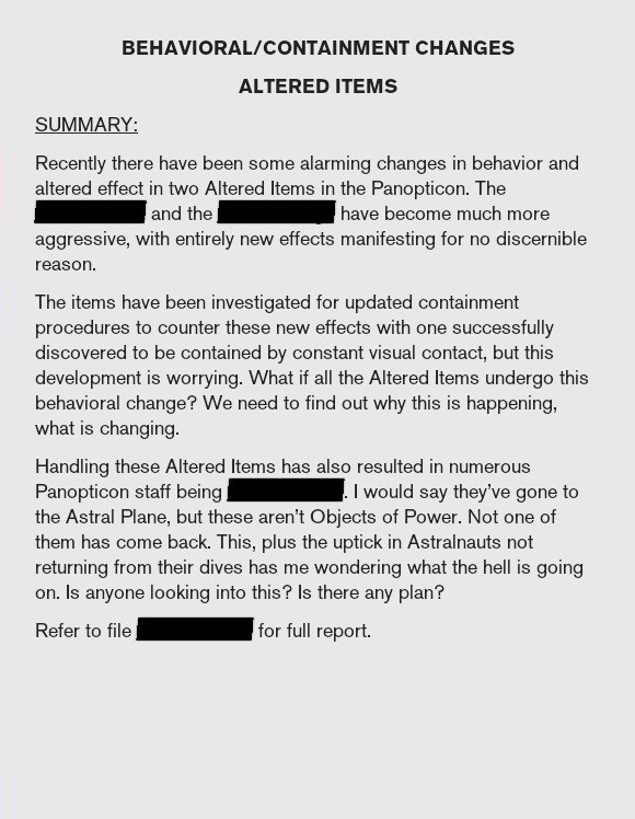 Altered Item Behavior Changes