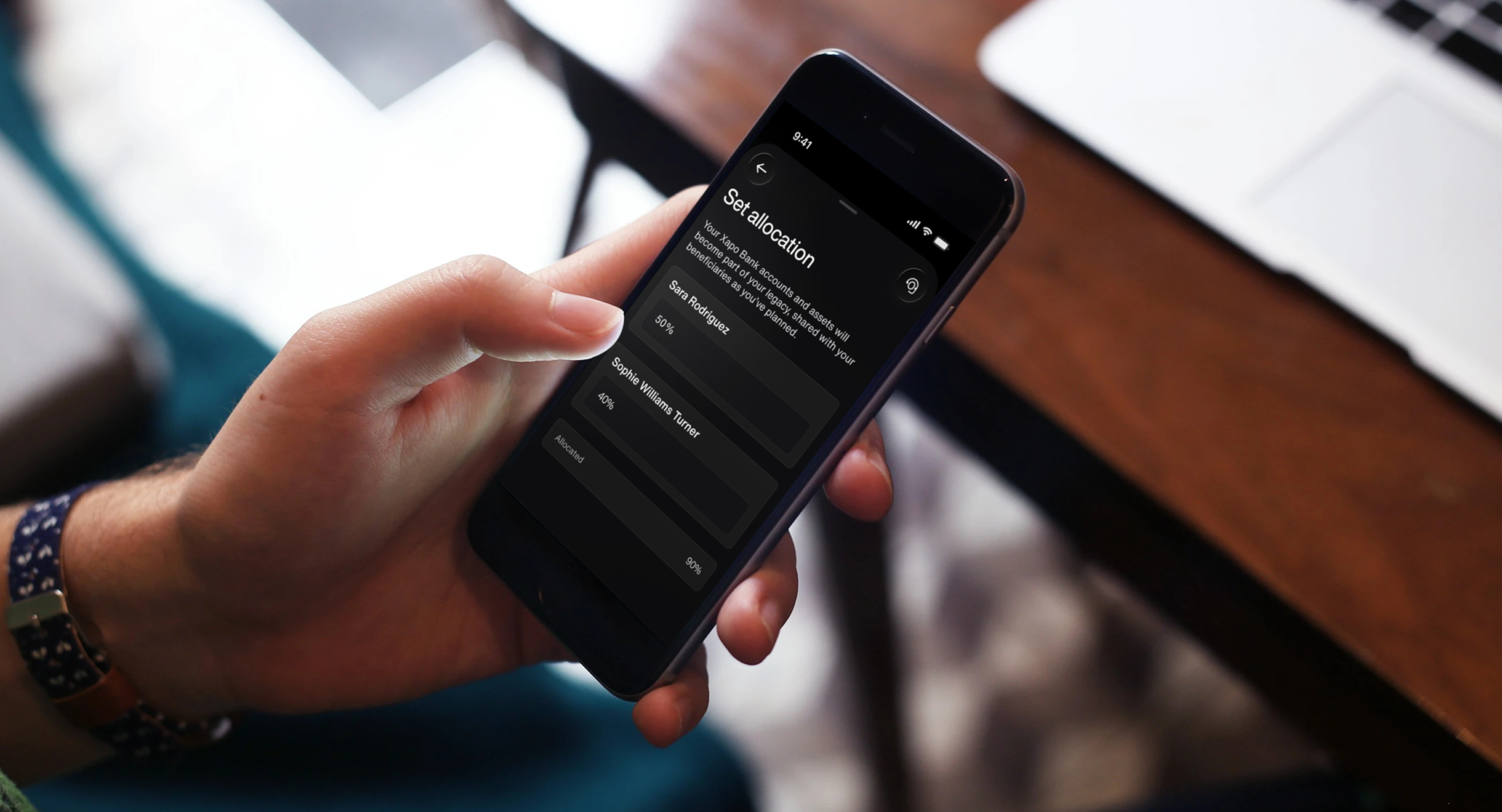 Xapo Bank Inheritance Screen