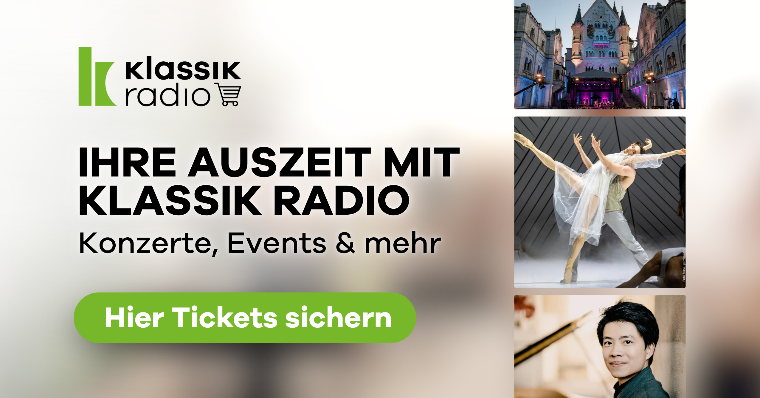 Frau und Mann genießen ein Klassik Radio Auszeit Event mit einem Glas Sekt