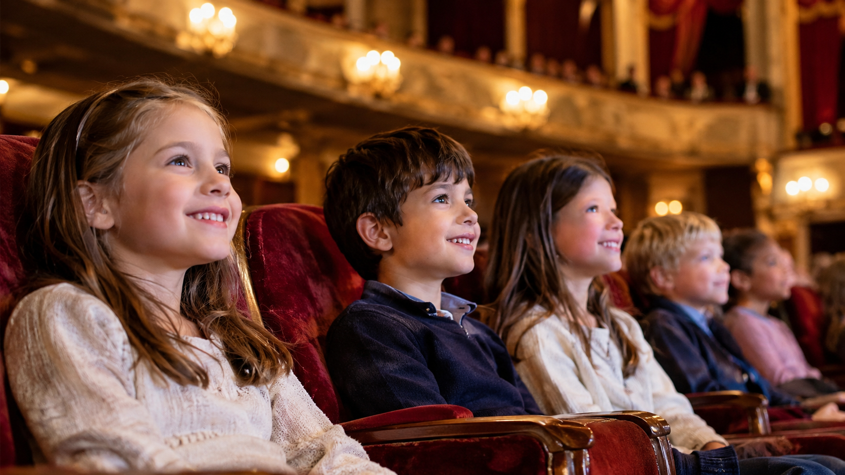 Kinder sitzen in der Oper