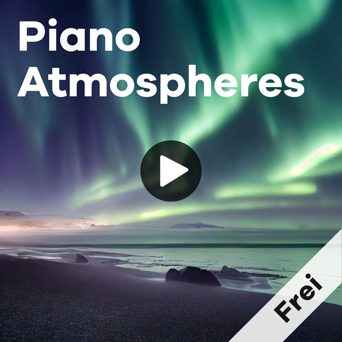 Sender Piano Atmosphere mit Nordlichtern über einem Strand bei Nacht
