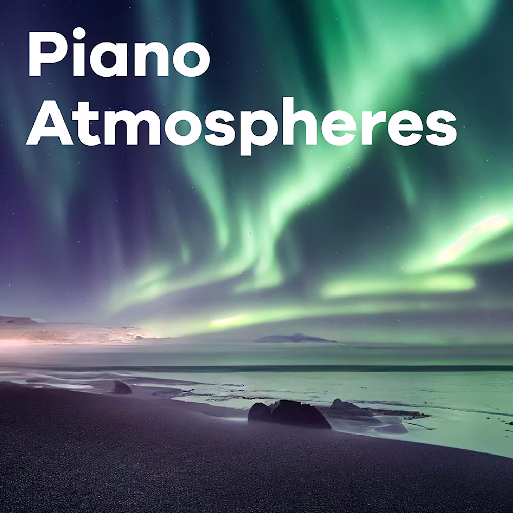 Sender Piano Atmosphere mit Nordlichtern über einem Strand bei Nacht