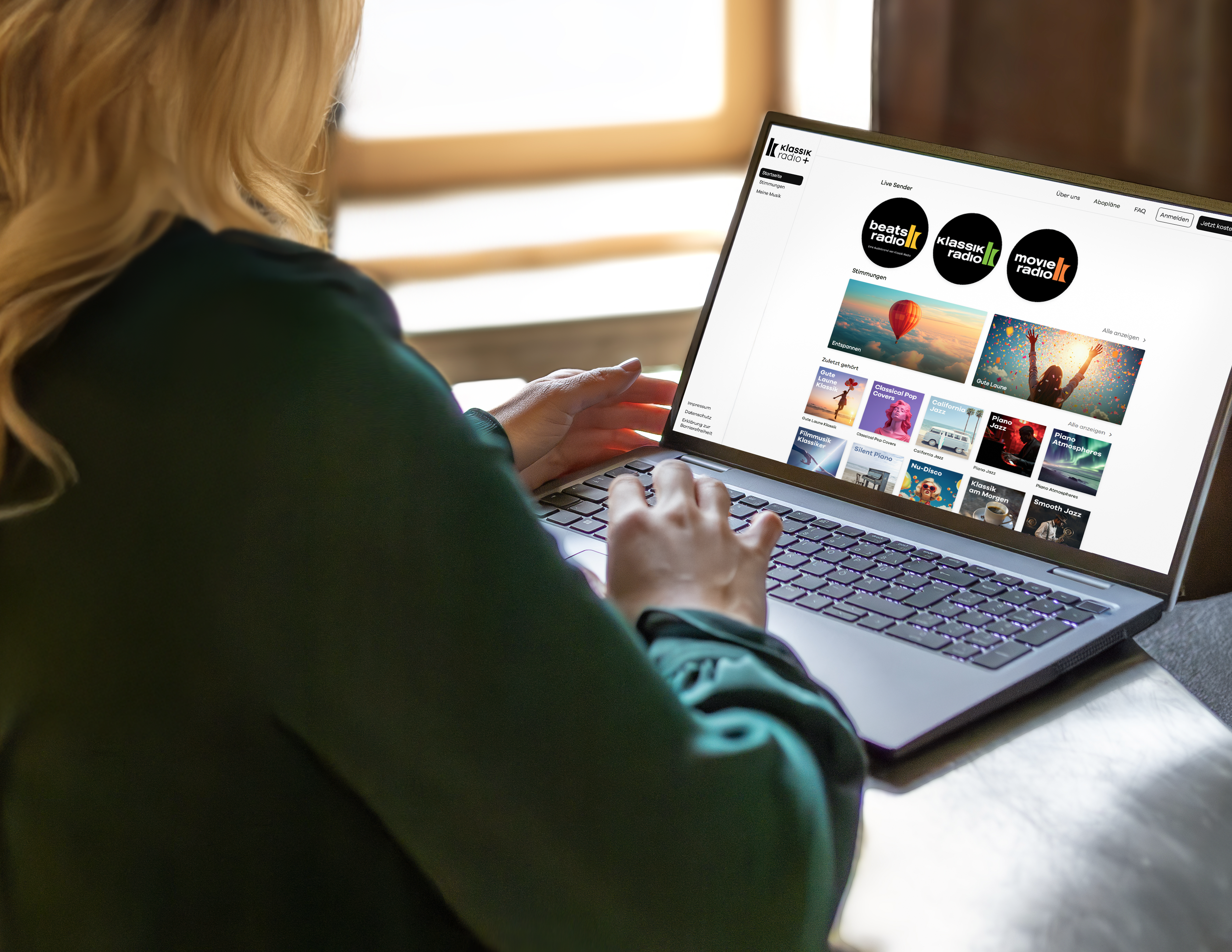 Klassik Radio Plus auf dem Laptop