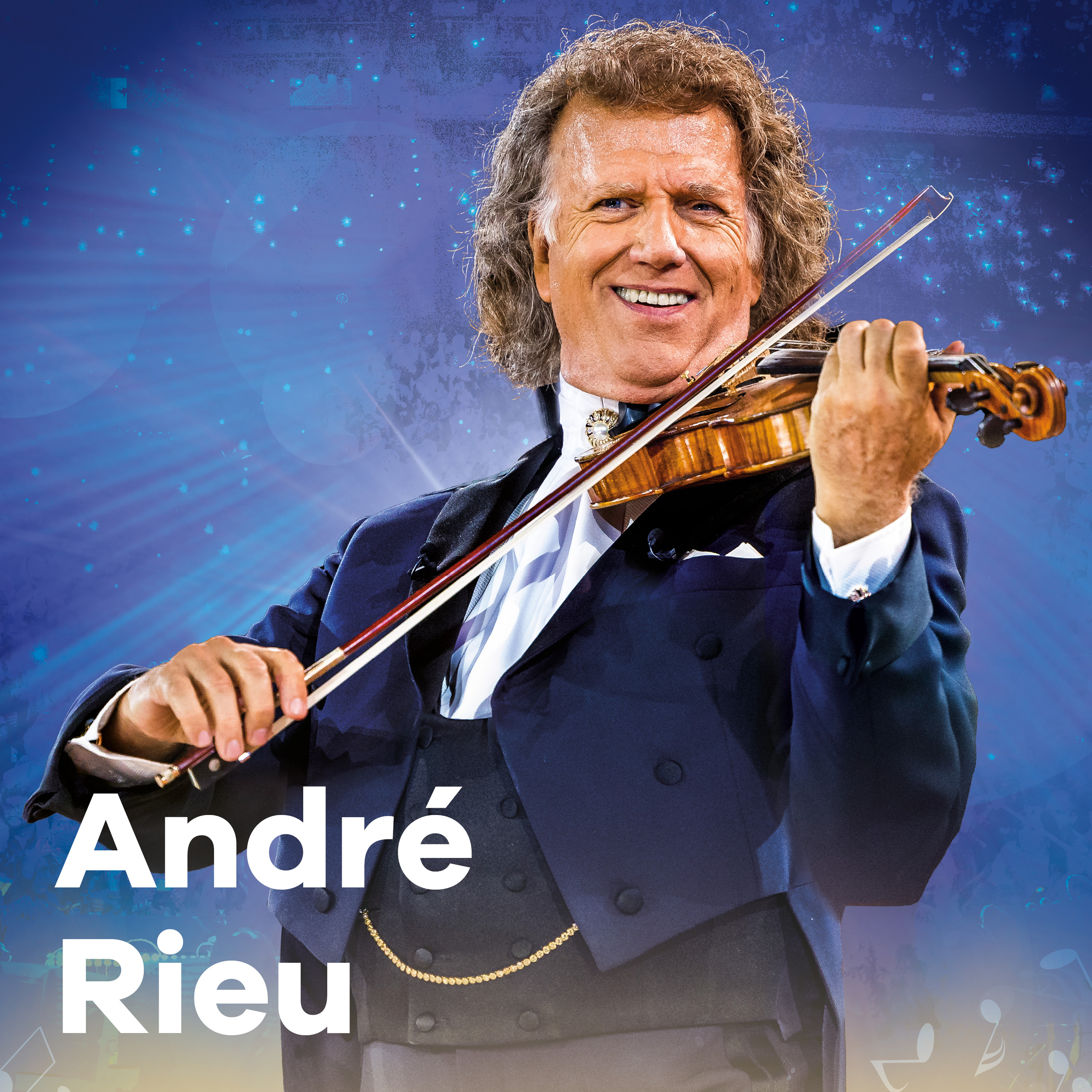 Klassik Radio Plus Sender "Best of André Rieu" mit André Rieu spielend auf der Geige im Bühnenoutfit