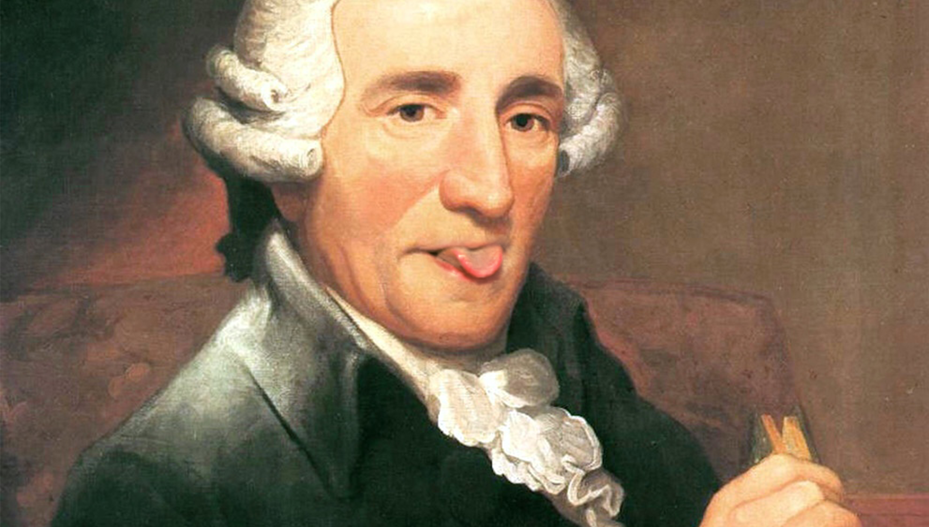 Haydn mit herausgestreckter Zunge