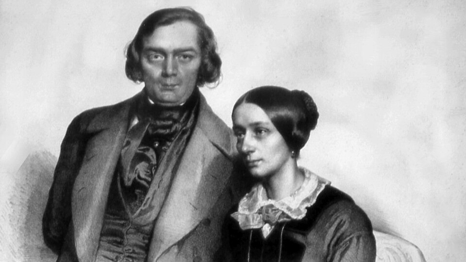 Robert und Clara Schumann 1847, Lithografie von Eduard Kaiser