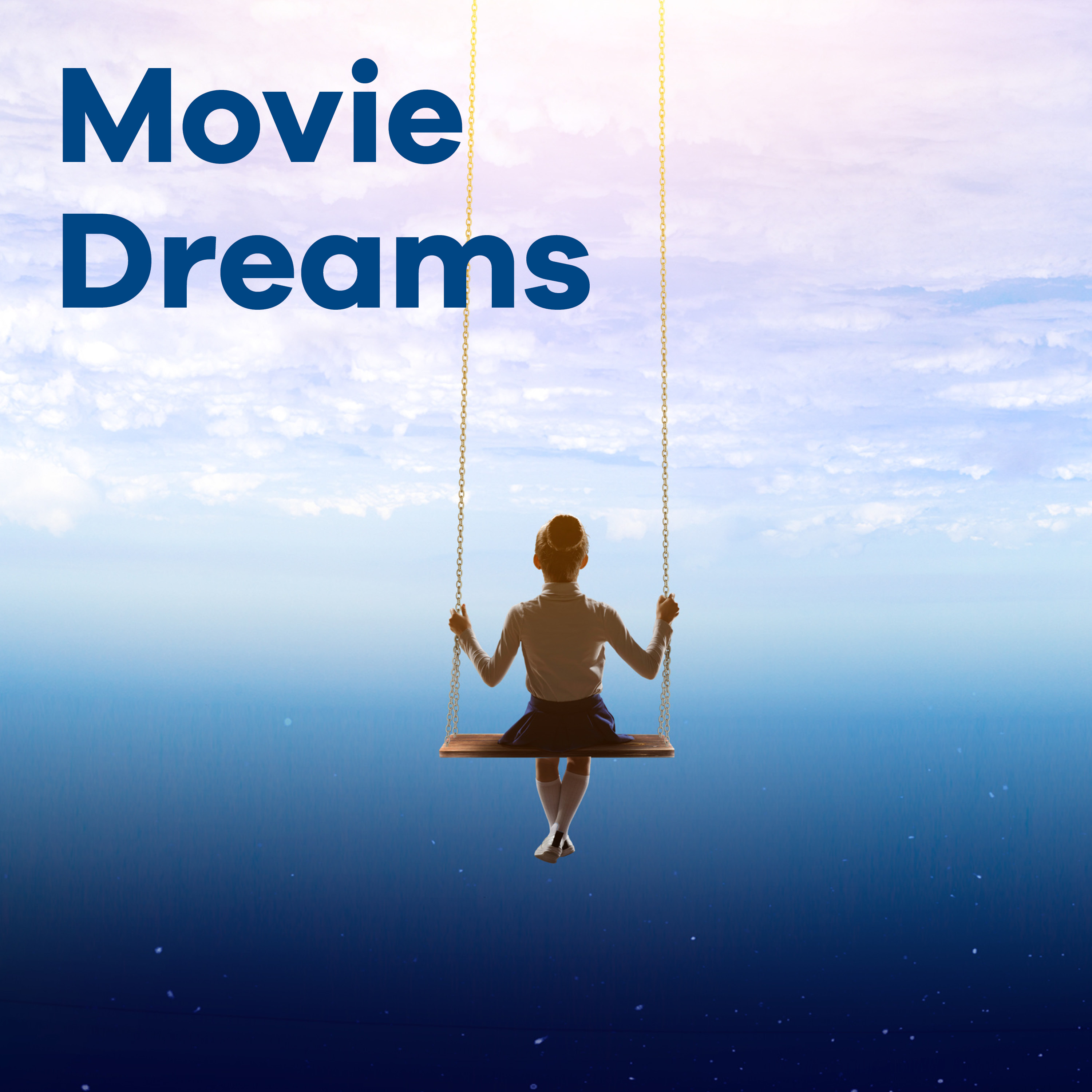 Sender Movie Dreams mit einem jungen Mädchen auf einer Schaukel in den Wolken