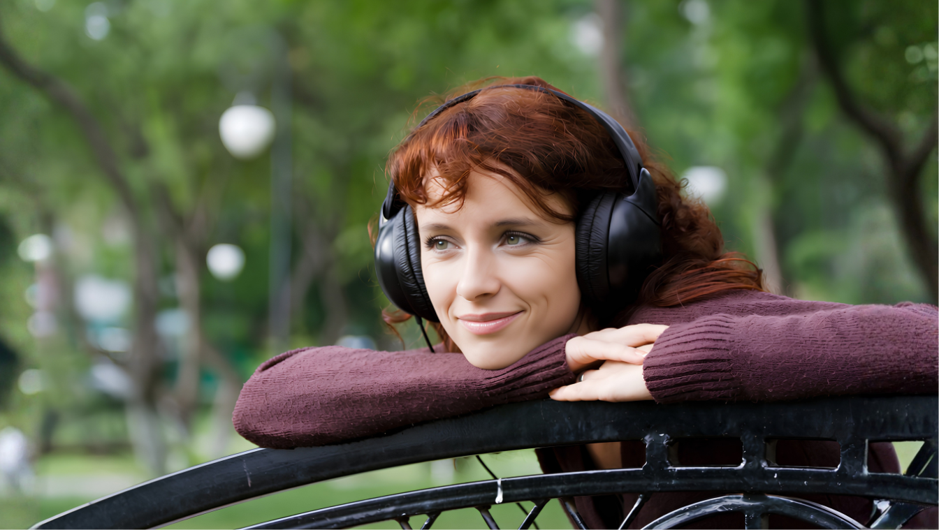 Musik Nachdenken Frau lächelt