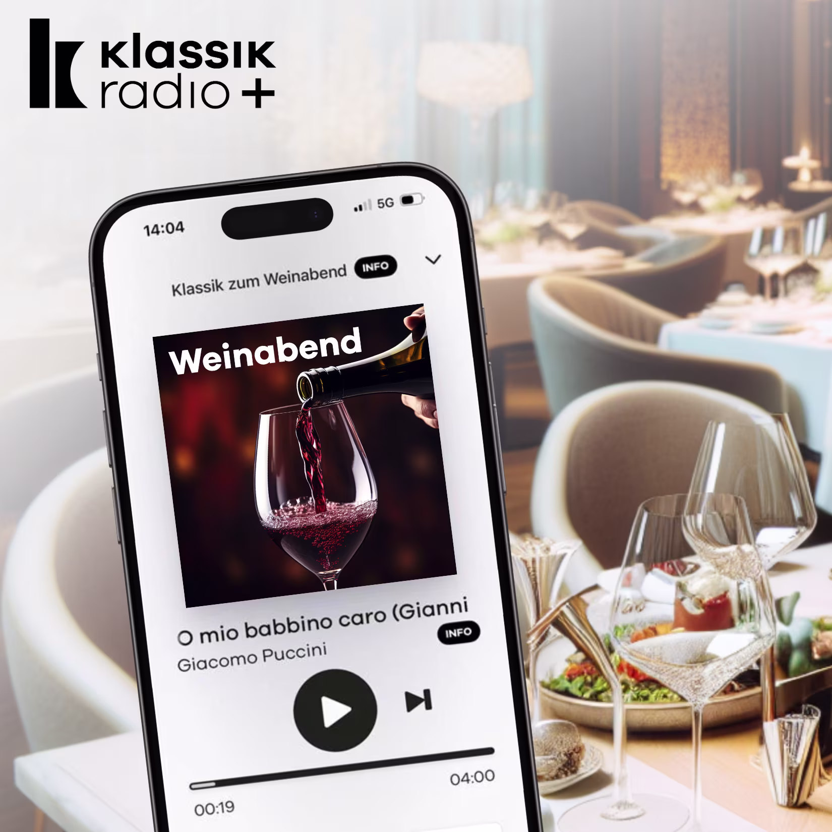 Musik-Sender "Weinabend" und ein Blick in ein Restaurant