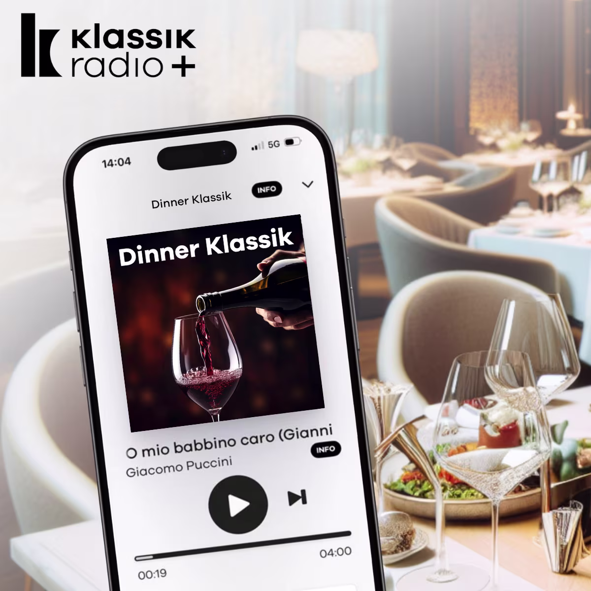 Musik-Sender "Dinner Klassik" und ein Blick in ein Restaurant