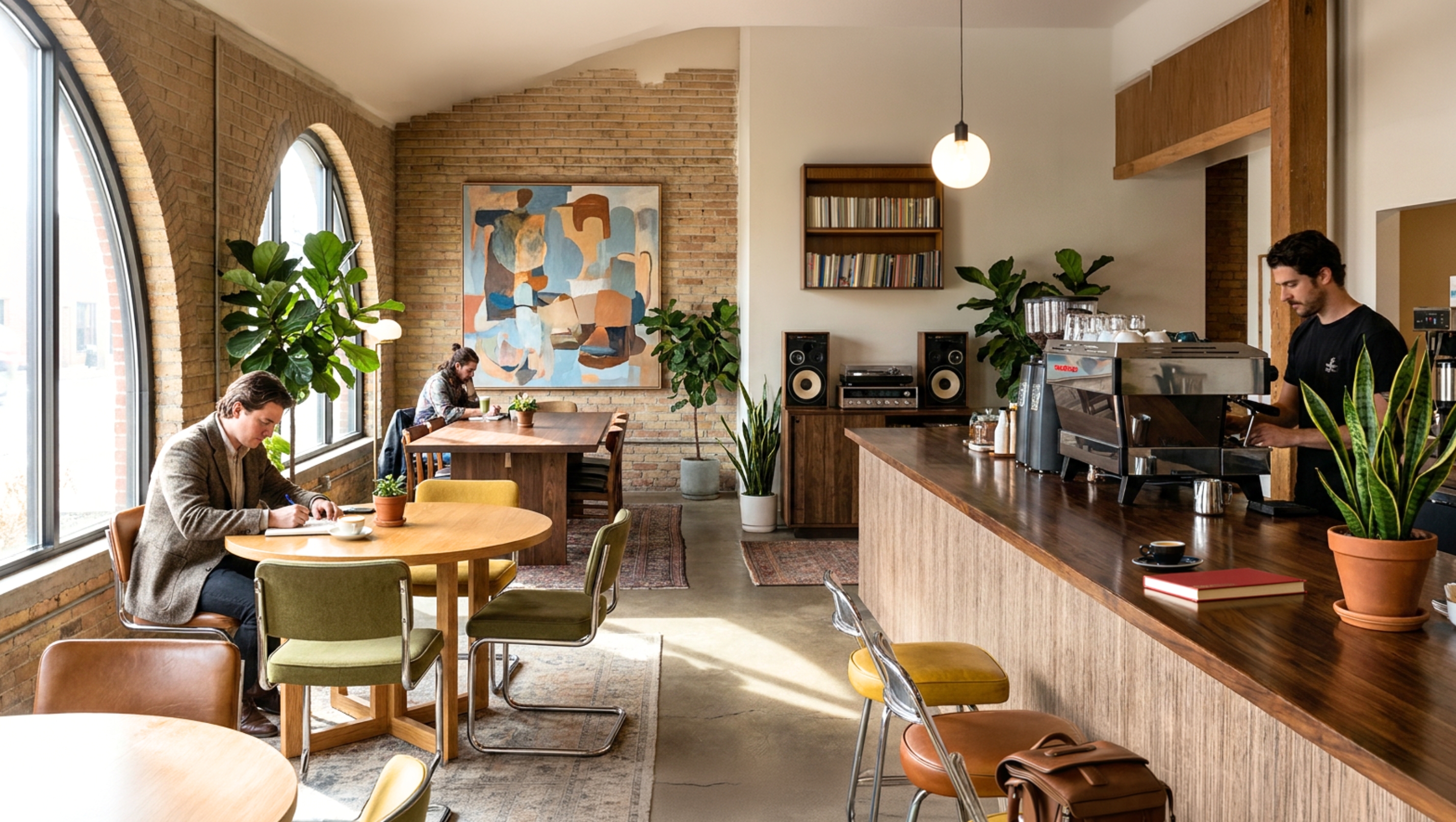 Gemütliches Kaffeehaus in dem Musik läuft.