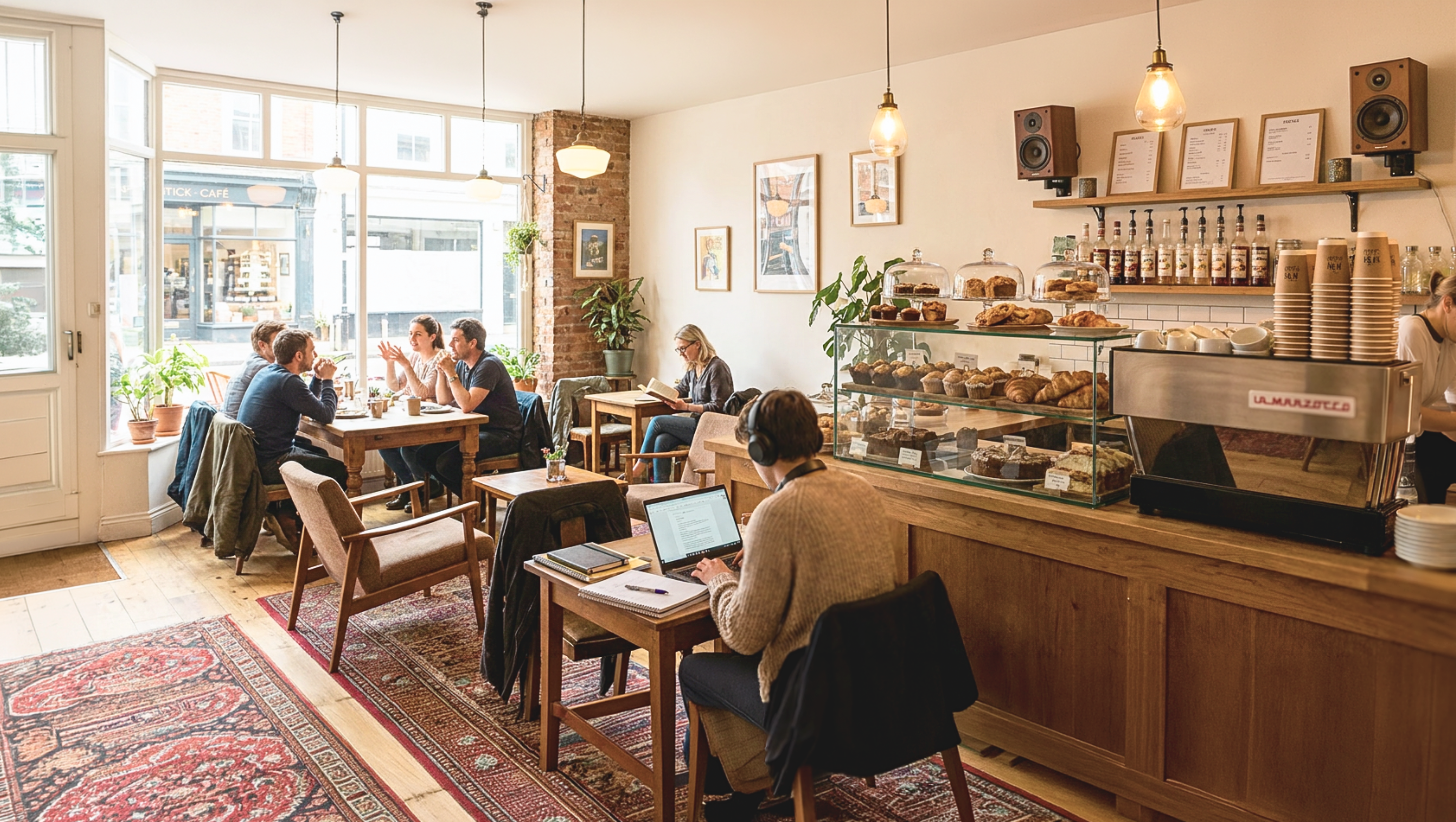 Gemütliches Kaffeehaus in dem Musik läuft.
