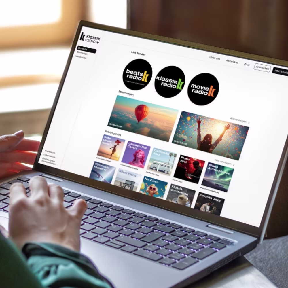 Klassik Radio Plus auf dem Laptop