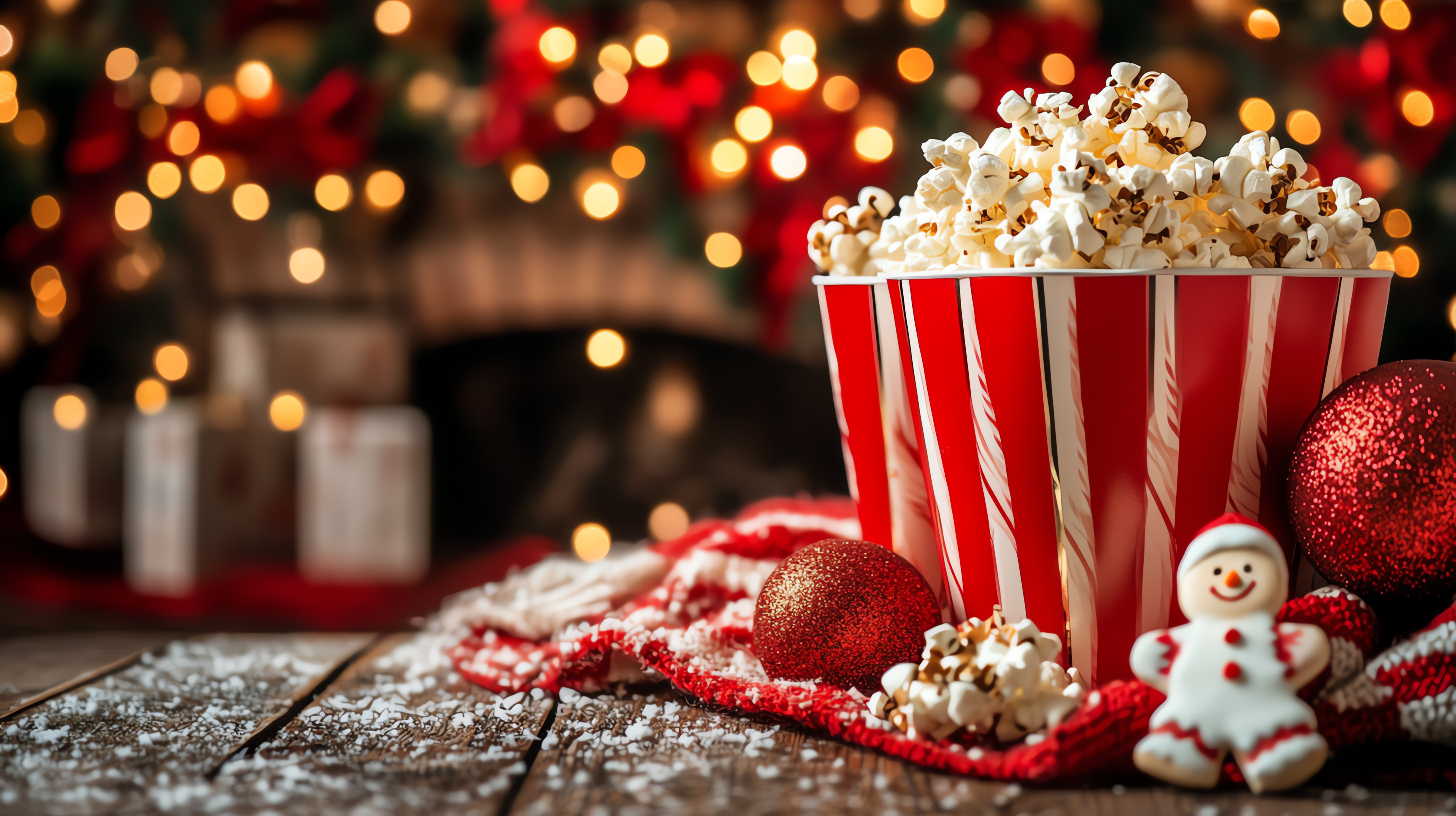 Weihnachtsdeko und Popcorn