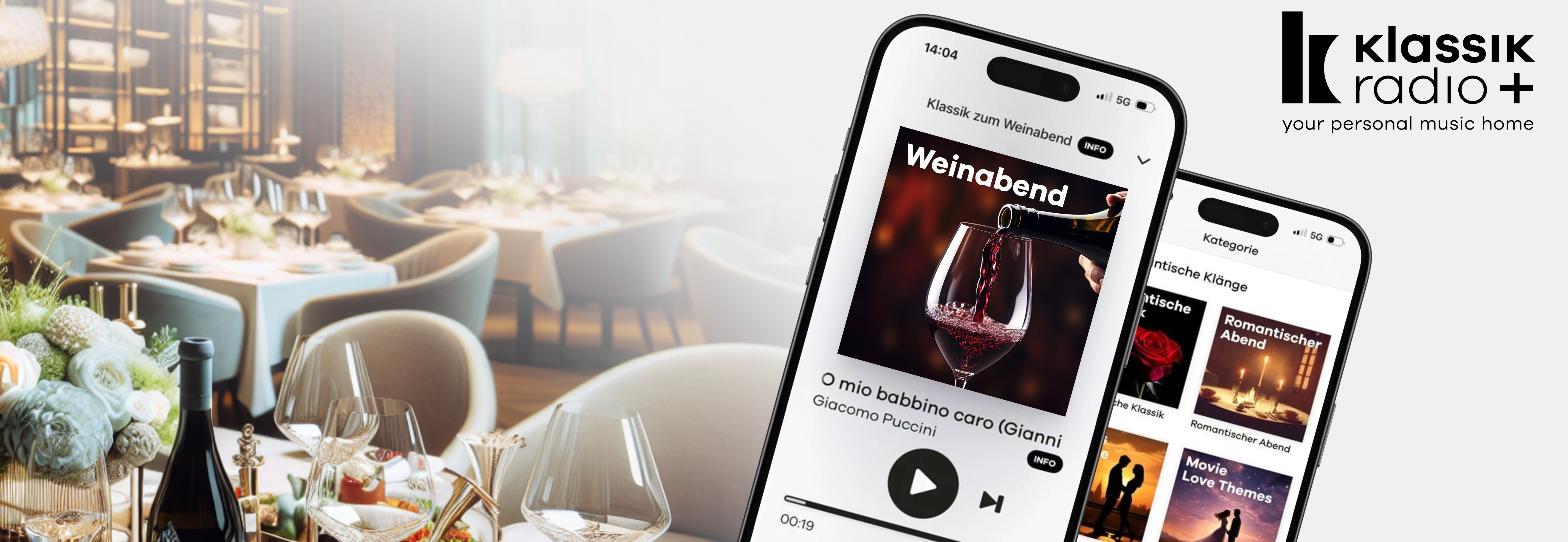 Musik-Sender "Weinabend" und ein Blick in ein Restaurant