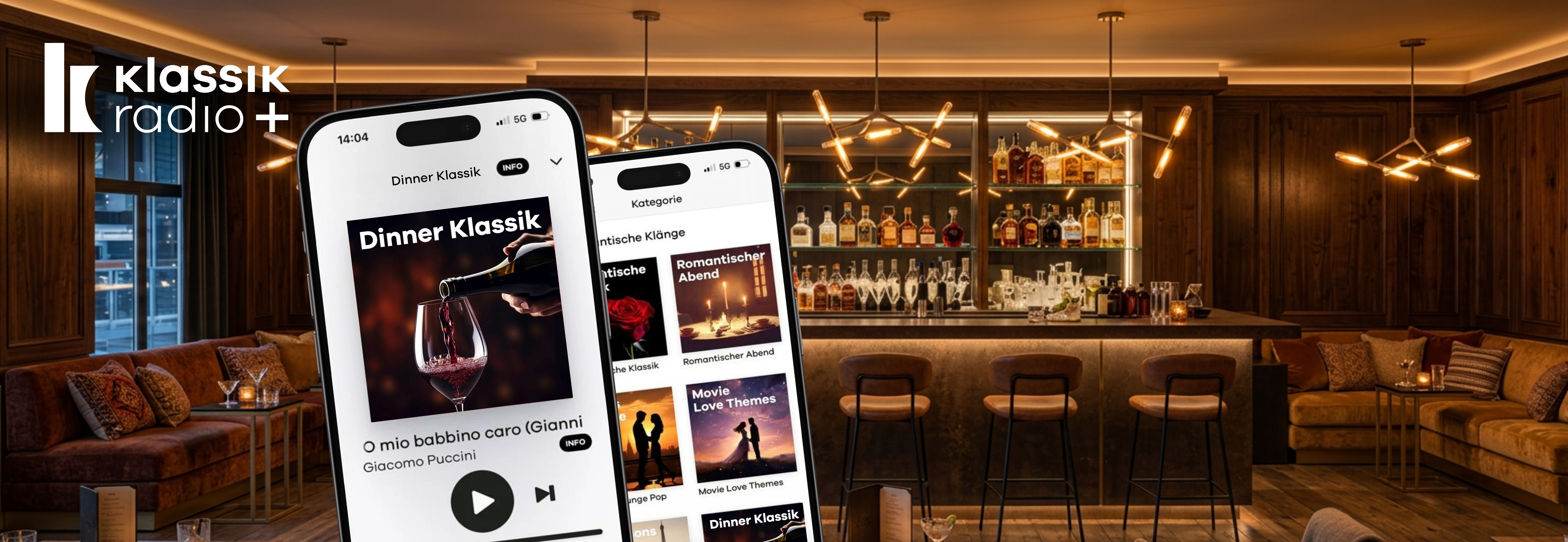 Musik-Sender "Dinner Klassik" und ein Blick in eine Bar