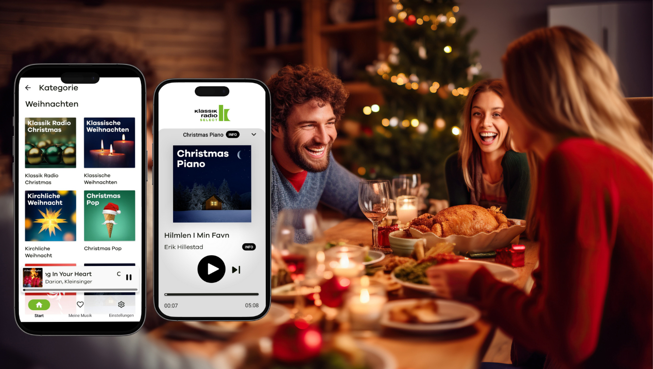 Die schönste Weihnachtsmusik in der Musik-App von Klassik Radio