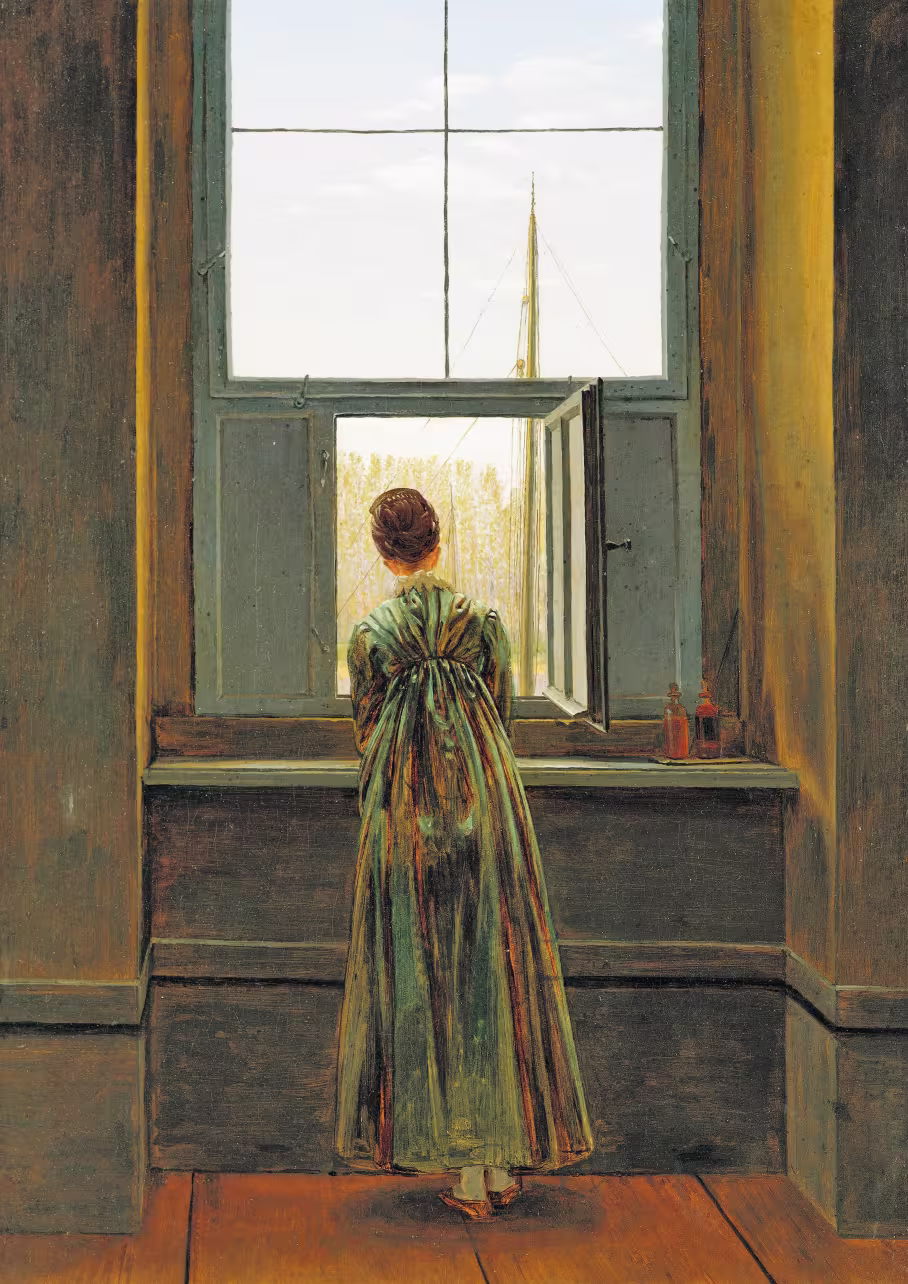 Frau am Fenster - Caspar David Friedrich