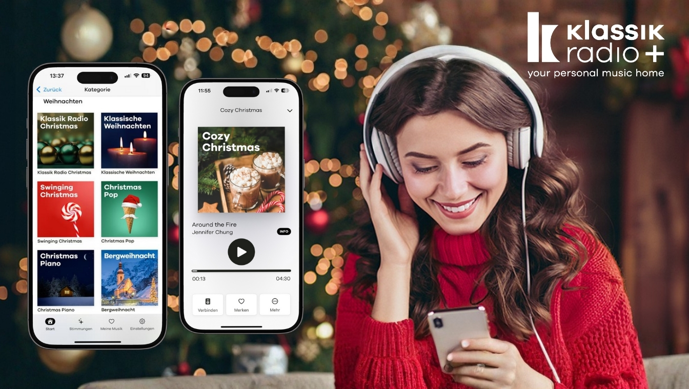Weihnachtssender bei Klassik Radio Plus, der App von Klassik Radio