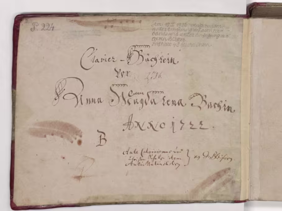 Abbild: Anna Magdalena Bach Clavier-Büchlein Anna Magdalena Bach