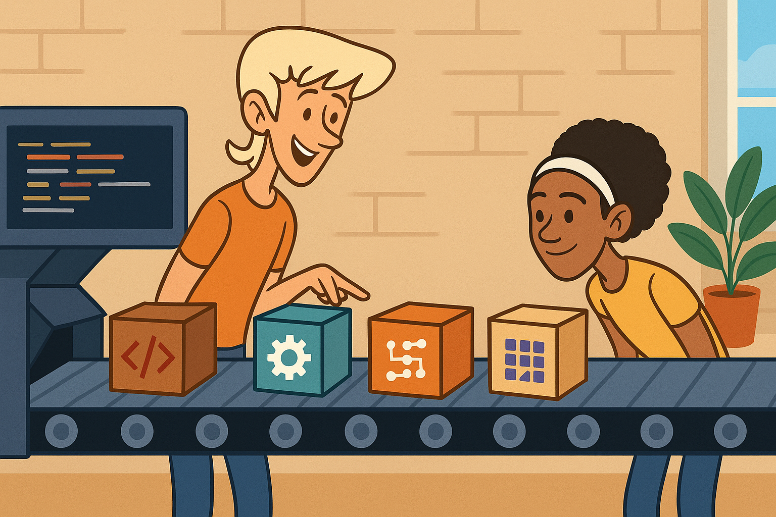 Two Developers viewing software artifacts.