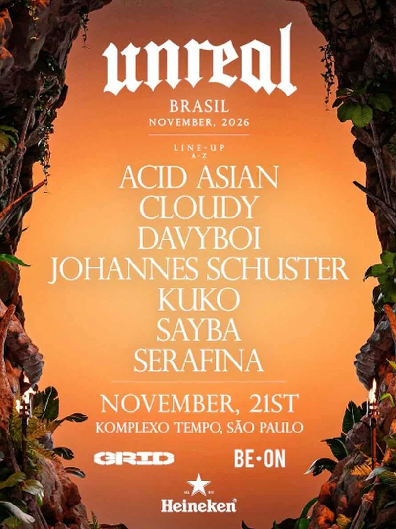 Flyer do evento UNREAL X THE GRID em São Paulo