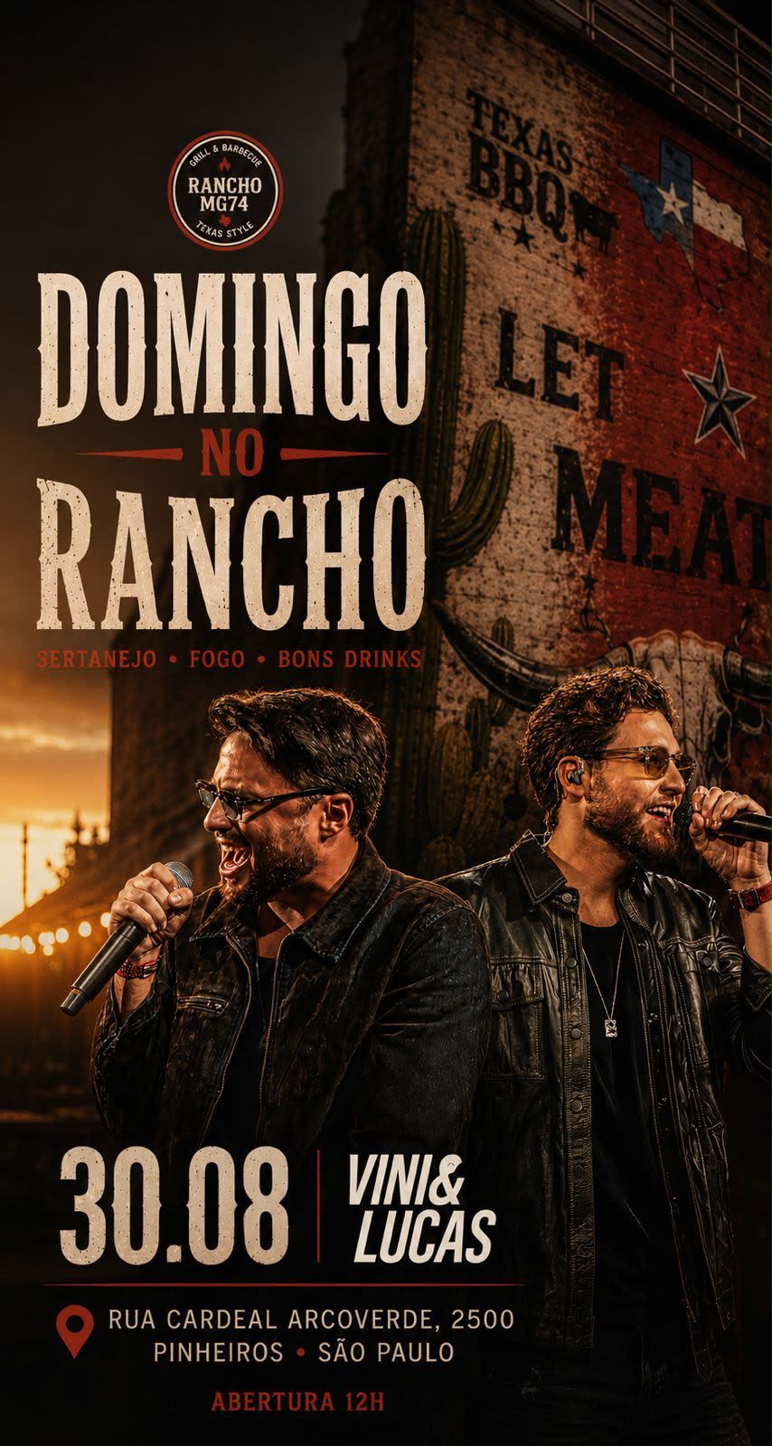 Flyer da lista VIP Domingo no Rancho MG74 em Rancho MG74