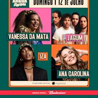 Flyer de Arena Brasileira :: 12 de Julho :: Iza, Lagum, Ana Carolina e Vanessa da Mata