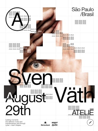 Flyer do evento Sven Väth | ATELIĒ em São Paulo