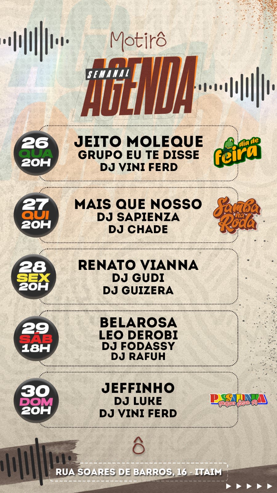 Flyer da lista VIP PASSADINHA NO MOTIRÔ em Motirô Bar
