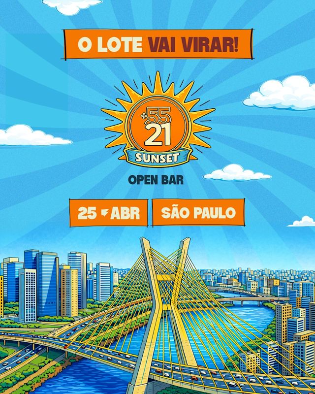 Flyer do evento 5521 Sunset - São Paulo - Open Bar em São Paulo