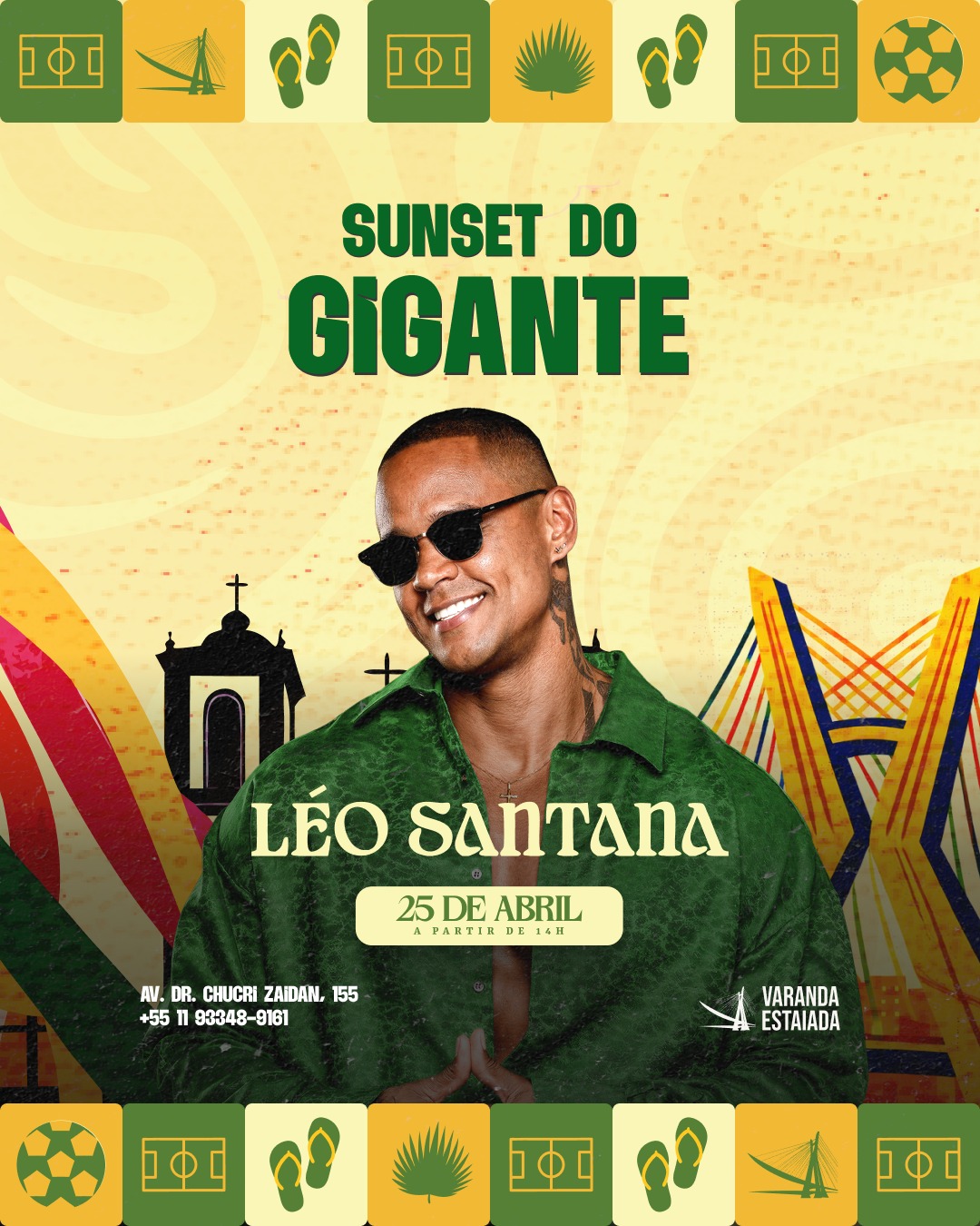 Flyer do evento Sunset do Gigante com Léo Santana em São Paulo