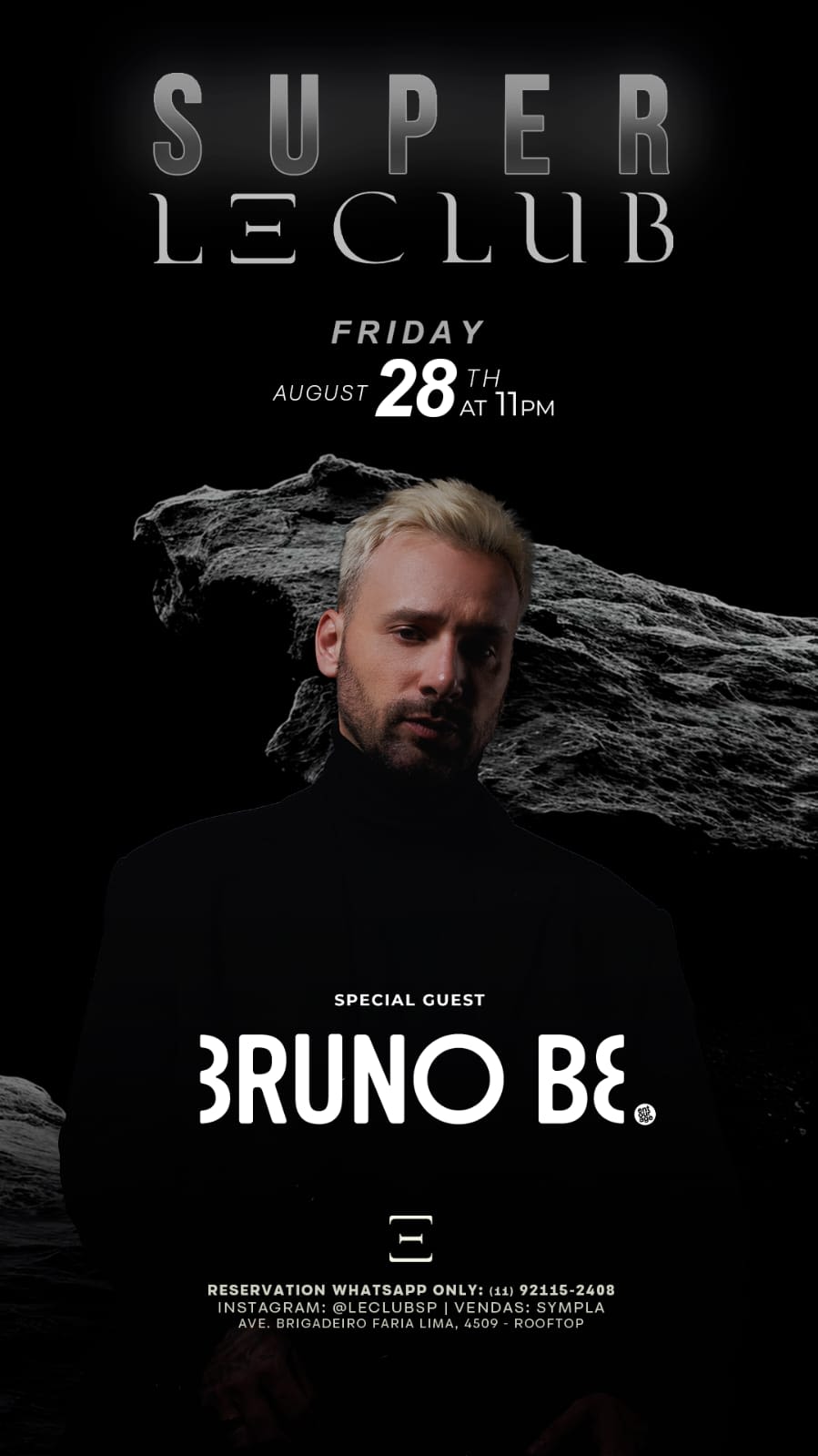 Flyer da lista VIP LÊ CLUB com BRUNO BÊ em Lê Club