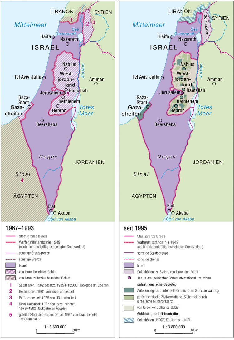 Graph of Israel's territorial development